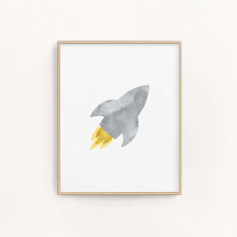 Space Theme Nursery Pictures Blue and Gray Baby Room Wall Etsy