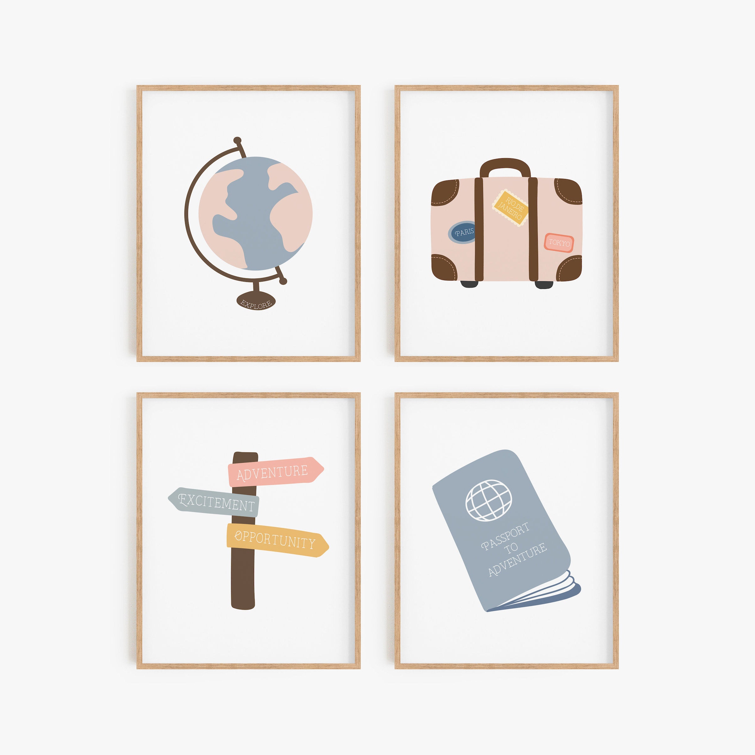 Pink and Blue Nursery Decor Gender Neutral Baby Room Artwork Etsy