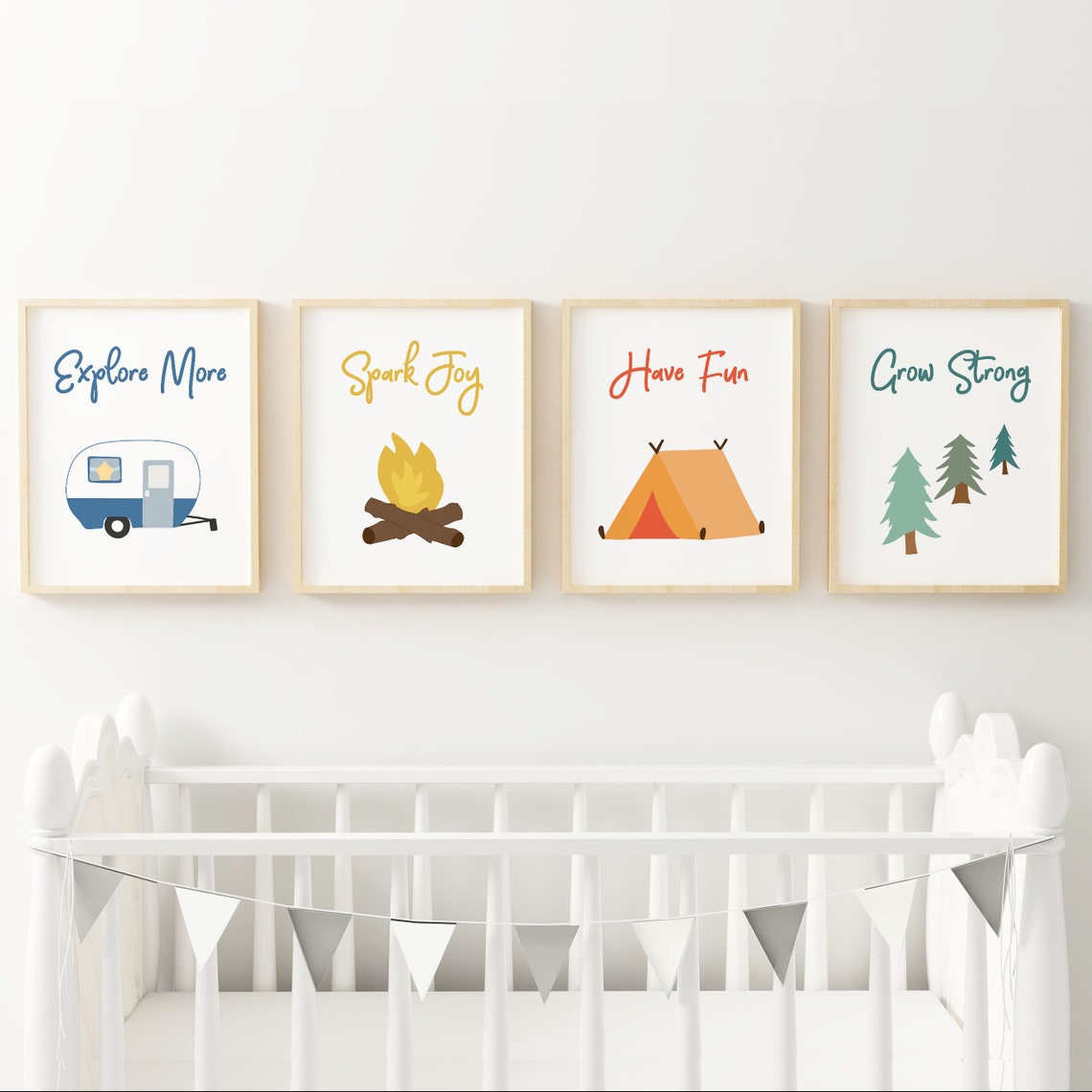 Camping Nursery Decor Camp Themed Kids Bedroom Wall Art Etsy