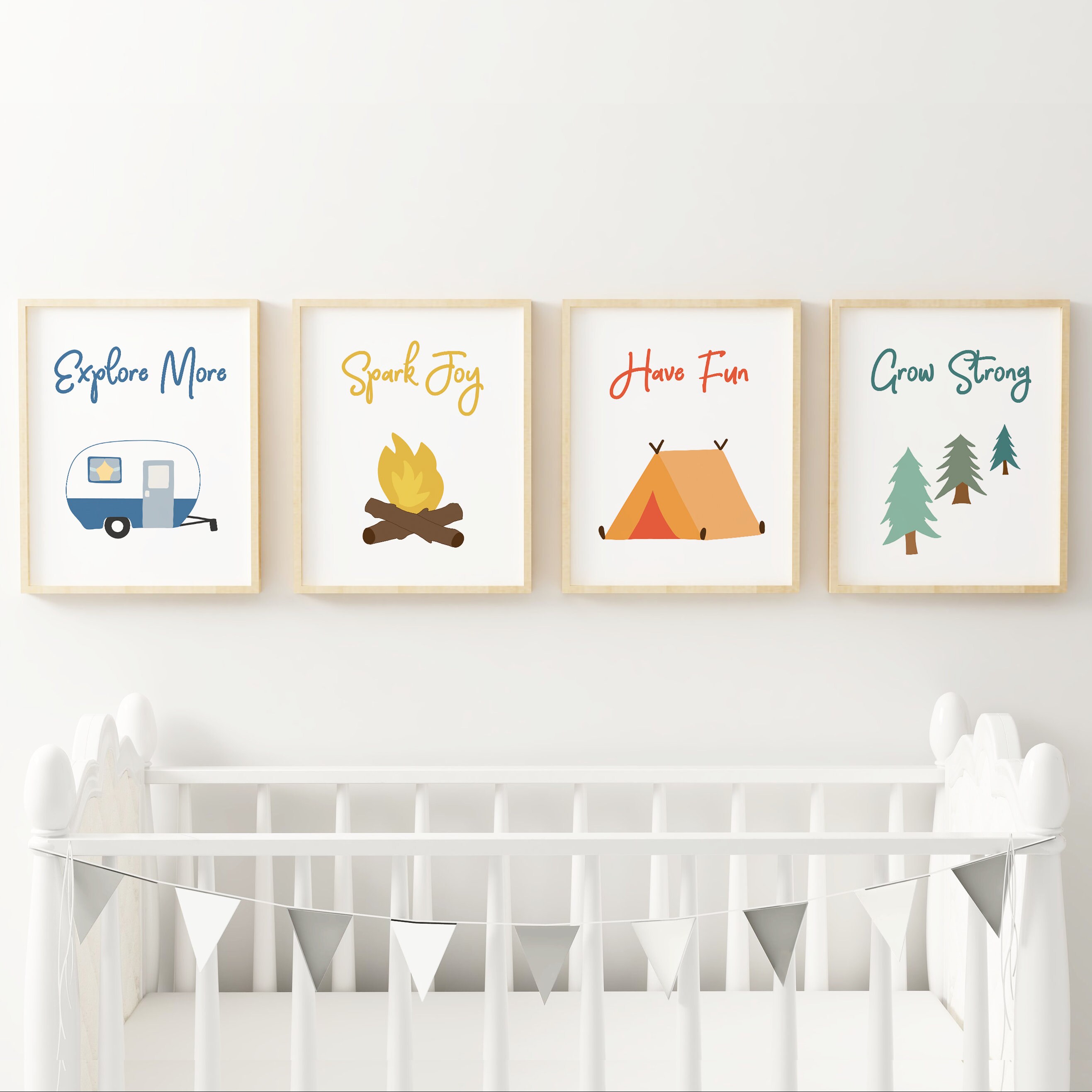 Camping Nursery Decor Camp Themed Kids Bedroom Wall Art Etsy