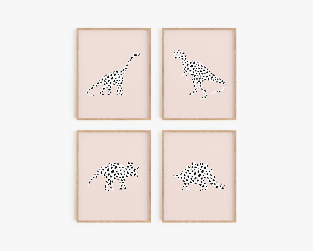 Pink Dinosaur Wall Art, Kids Dinosaur Print, Dinosaur Girl Nursery