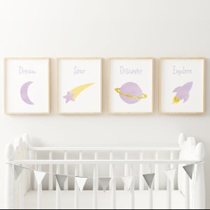 girl space themed nursery