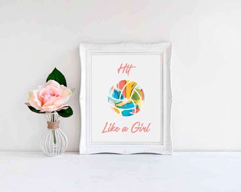 Volleyball Decor Art Print / Printable Sports Birthday Party Decorations / Volleyball Player Team Gift/ Girls Volleyball Poster Locker Decor image 6