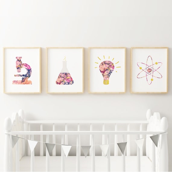 Science Decor for Girls Science Nursery Print Set Science Themed