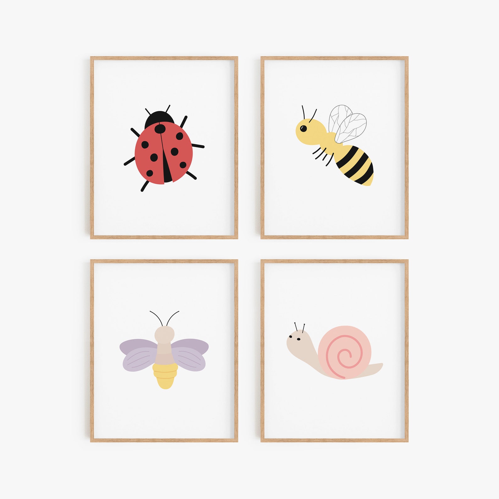 Cute Bug Nursery Print Set, Bumble Bee Wall Art, Ladybug Baby Room ...