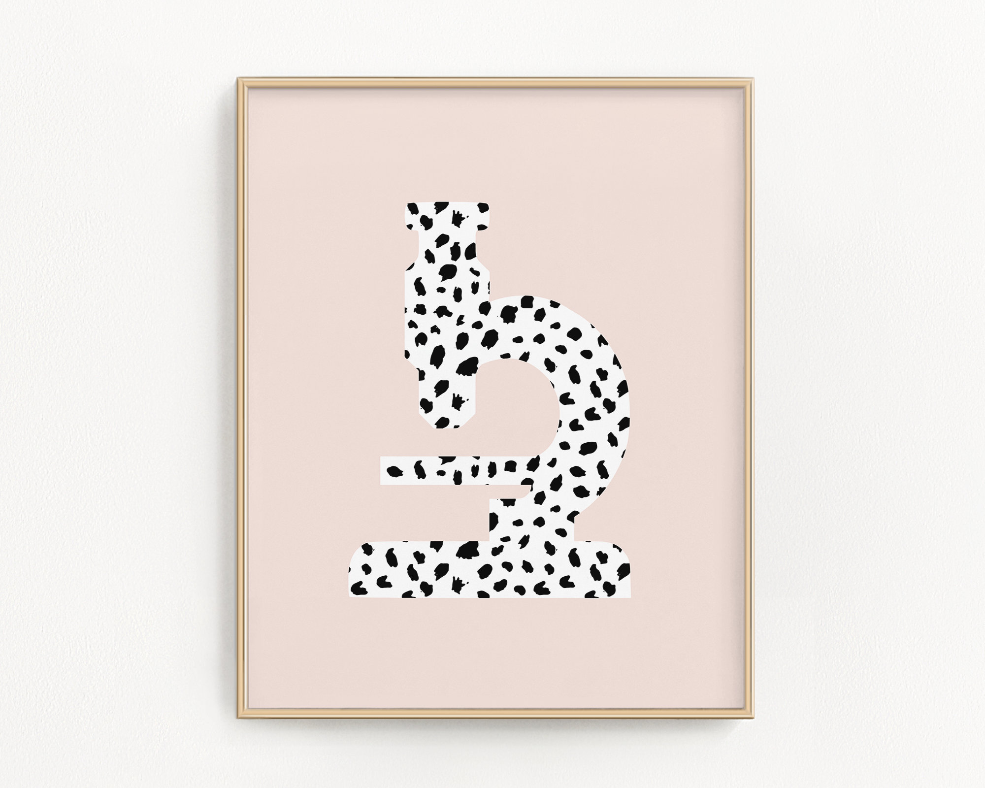 Microscope printable art, Blush pink black and white, Science decor, Microscope poster for girls room