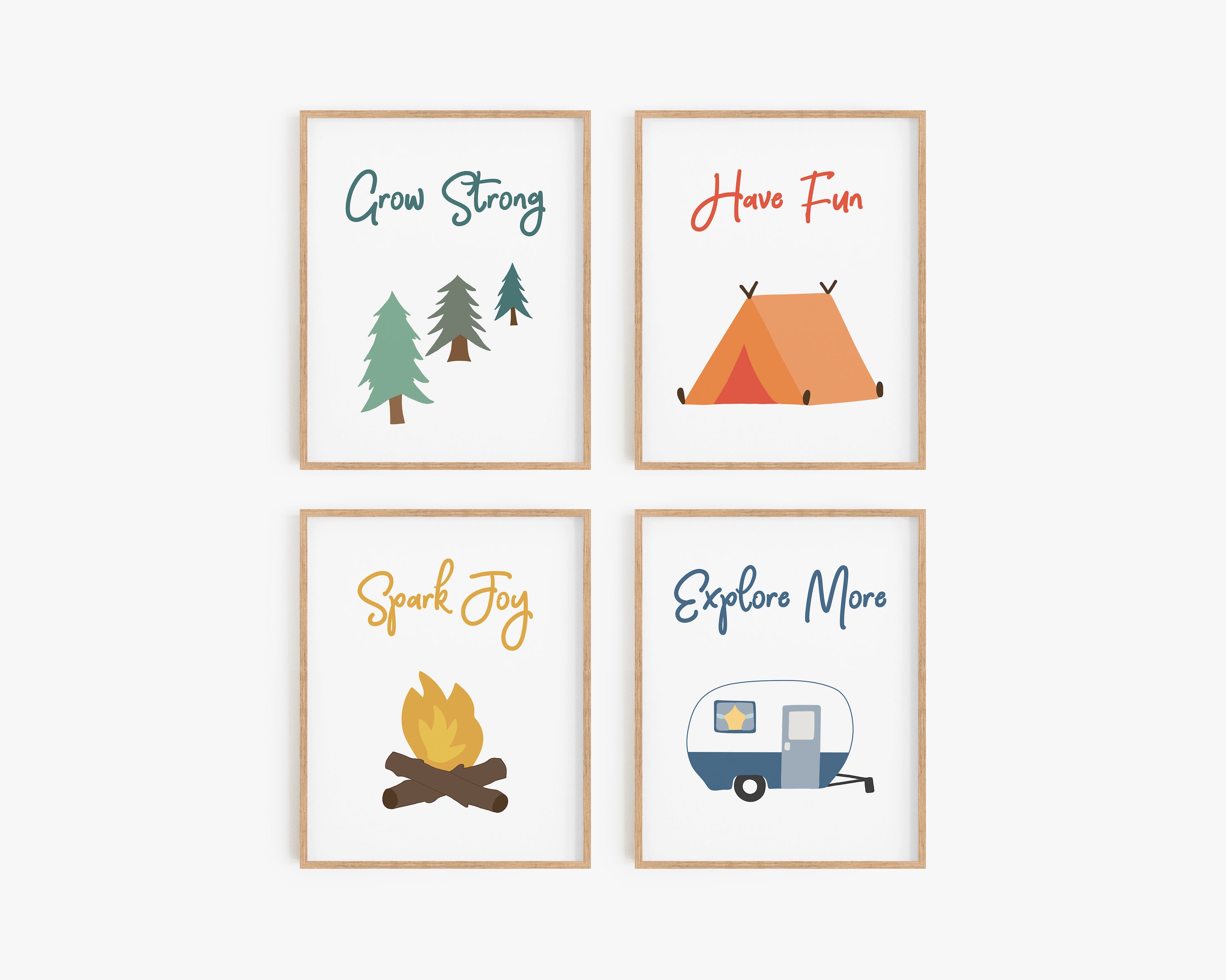 Camping Nursery Decor Camp Themed Kids Bedroom Wall Art Etsy