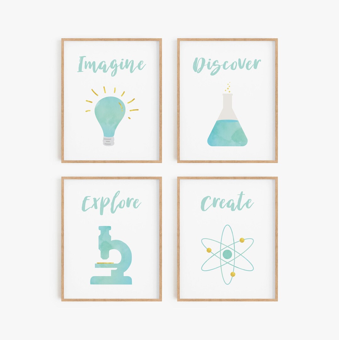 Science Classroom Art, Inspirational Saying, Science Theme Decor ...