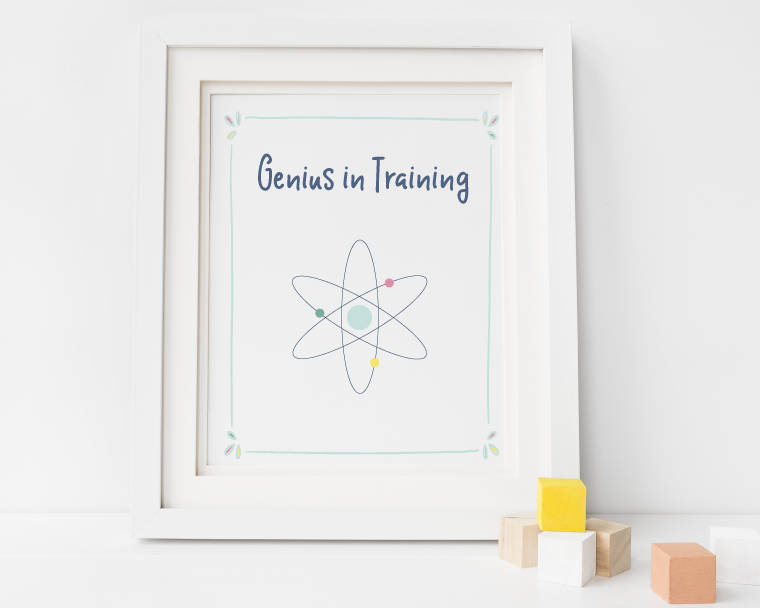 Little Genius / Feminist Baby Shower / Preschool Classroom Decoration / Science Nursery Printable / Girl Power / Science Birthday Party