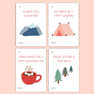Saint-Valentin imprimable sur le thème du camping, Saint-Valentin en classe pour enfants, Cartes de Saint-Valentin pour l'école, Saint-Valentin pour enseignant, Saint-Valentin de dernière minute