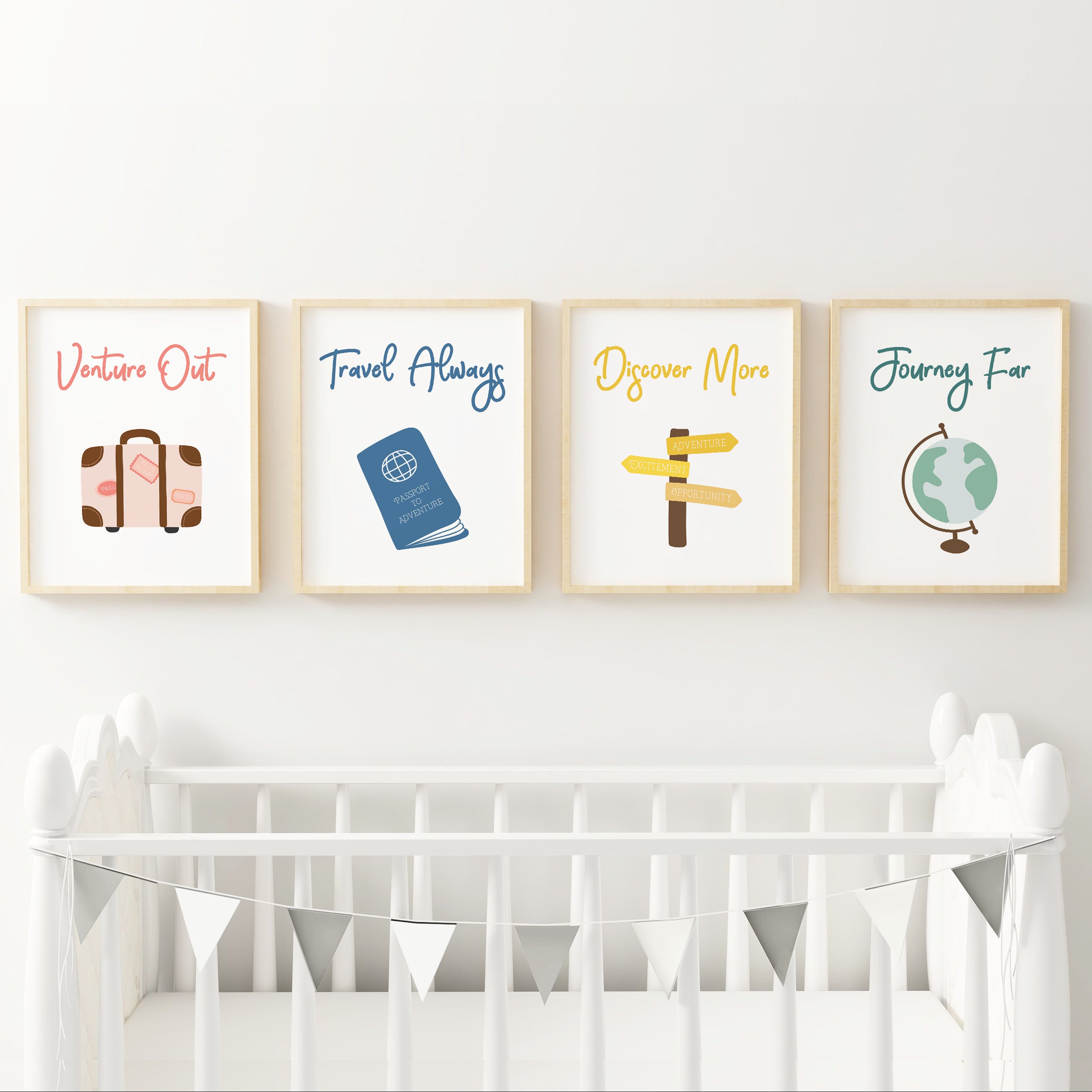 Colorful Nursery Wall Art Bright Nursery Decor Travel Themed - Etsy
