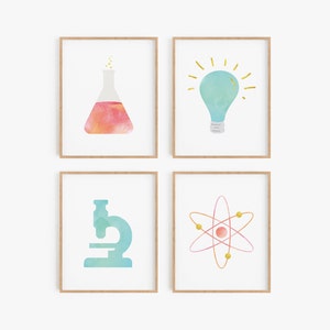 Science classroom decor, Science posters, Stem classroom decor, Middle school science posters, High school classroom wall art, Pink and blue