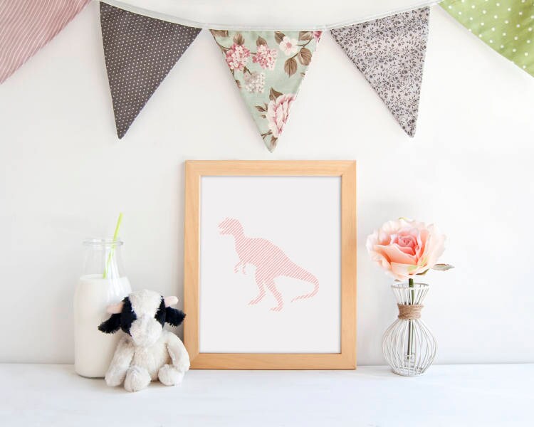 Girl Dinosaur Nursery Print / Pink Dinosaur Party Decor / Etsy