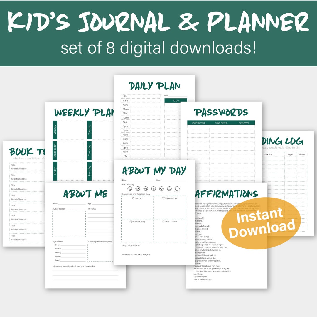 Kids Journal and Daily Planner, Homeschool Printables, Daily Schedule ...