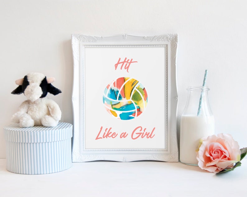Volleyball Decor Art Print / Printable Sports Birthday Party Decorations / Volleyball Player Team Gift/ Girls Volleyball Poster Locker Decor image 5