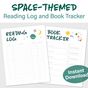 Feuille de travail de l’école spatiale, journal de livre pour enfants, tracker de livre pour enfants, graphique de livre homeschool, journal de lecture d’été, tracker de lecture imprimable