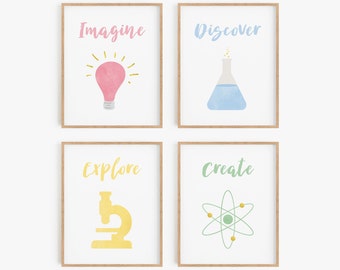Kids science wall art, Digital download science poster, Chemistry gift, Science inspired art, Science lab art, Printable kids bedroom prints