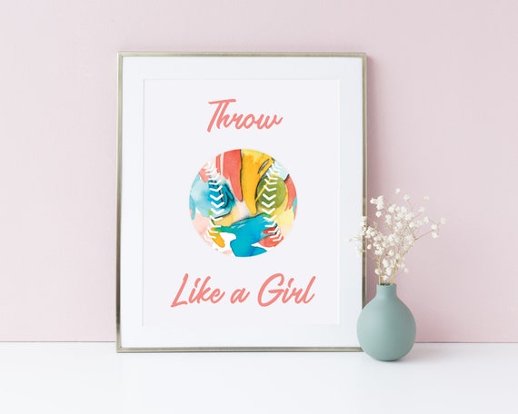 Softball Decor Girls Softball Team Gift Throw Like A Girl Etsy