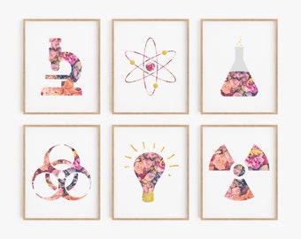 Science classroom decor, Chemistry posters, Women in science wall art, Female scientist office decor, Feminist nursery, Girl science prints