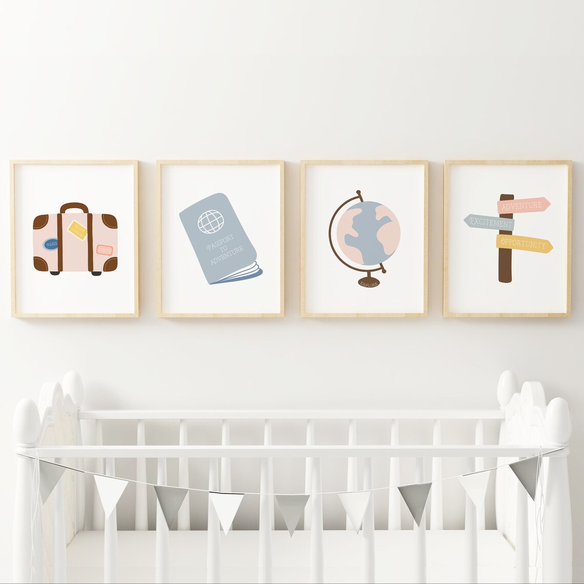 Pink and Blue Nursery Decor Gender Neutral Baby Room Artwork Etsy