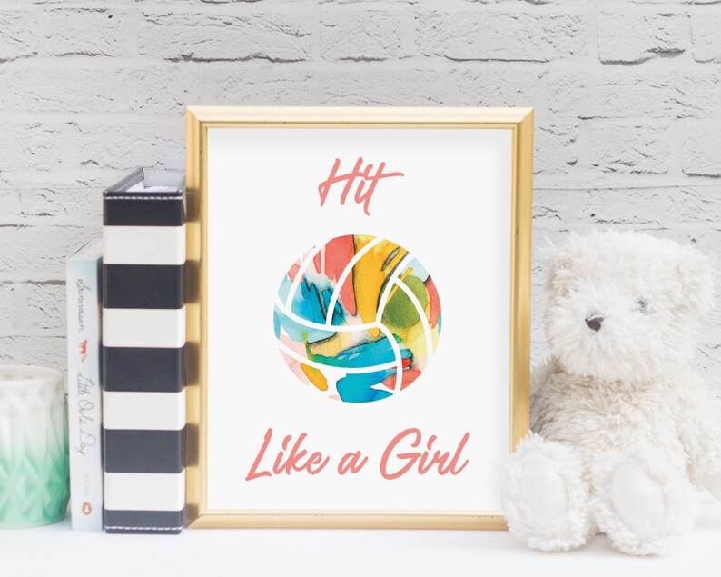 Volleyball Decor Art Print / Printable Sports Birthday Party Decorations / Volleyball Player Team Gift/ Girls Volleyball Poster Locker Decor image 2