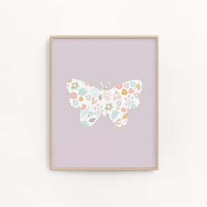Purple butterfly wall art, Digital download, Butterfly nursery decor pastel lavender, Art prints for girls bedroom, Pretty butterfly artwork