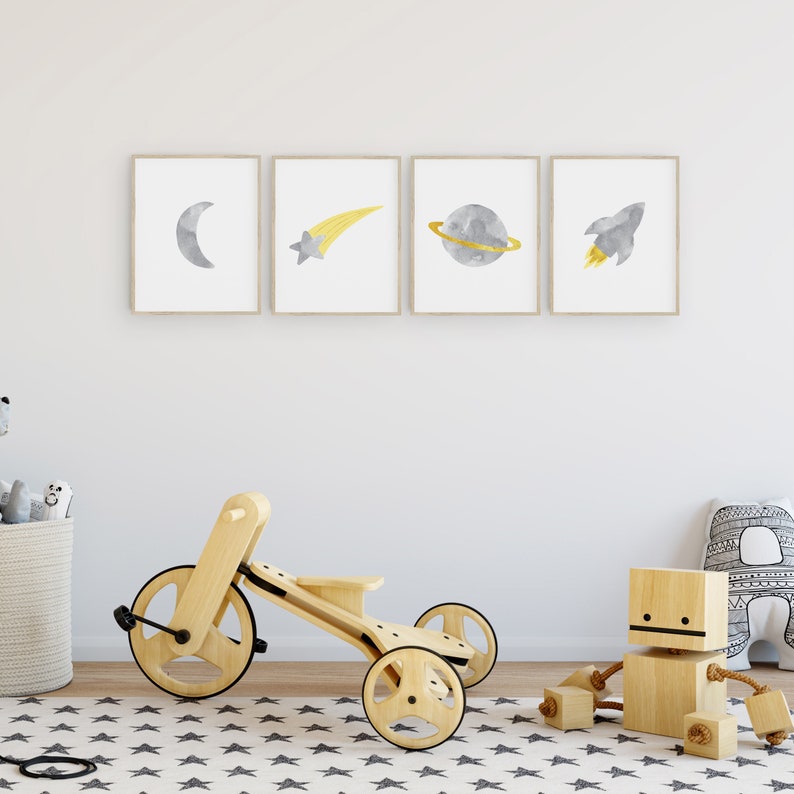 Space Nursery Wall Art Galaxy Themed Prints Cute Kids Room - Etsy