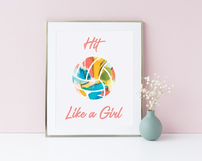 Volleyball Decor Art Print / Printable Sports Birthday Party Decorations / Volleyball Player Team Gift/ Girls Volleyball Poster Locker Decor image 1