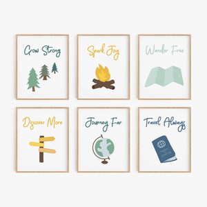 Children&#39;s art prints, Digital downloads, Kids room wall art, Travel wall decor, Inspirational art, Nursery pictures, Blue green and yellow