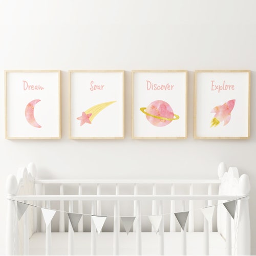 Nursery Decor Girl Space Nursery Wall Art Space Space - Etsy