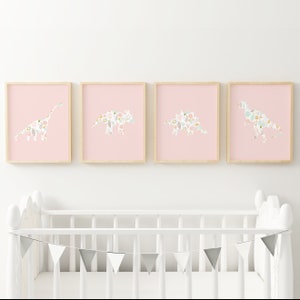 Girl dinosaur nursery decor, Baby girl dinosaur party decorations, Pink dinosaur print, Girly dinosaur art, Dinosaur girl birthday signs