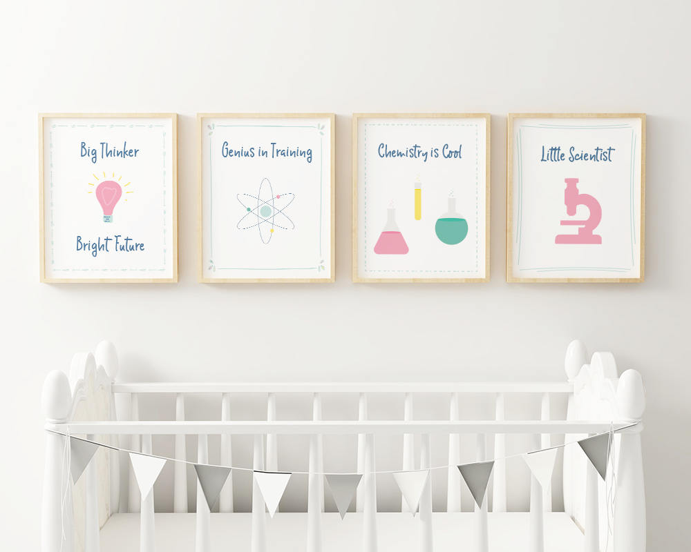 Science nursery art Colorful kids room decor Playroom print | Etsy