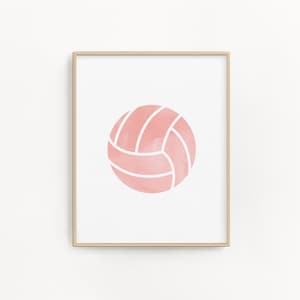 Volleyball wall decor, Instant download digital art, Pastel light pink volleyball poster