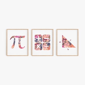 Math classroom decor, Mathematics art, Math posters, Math teacher decor, Math decorations, Women in math wall art, Girls love math pictures