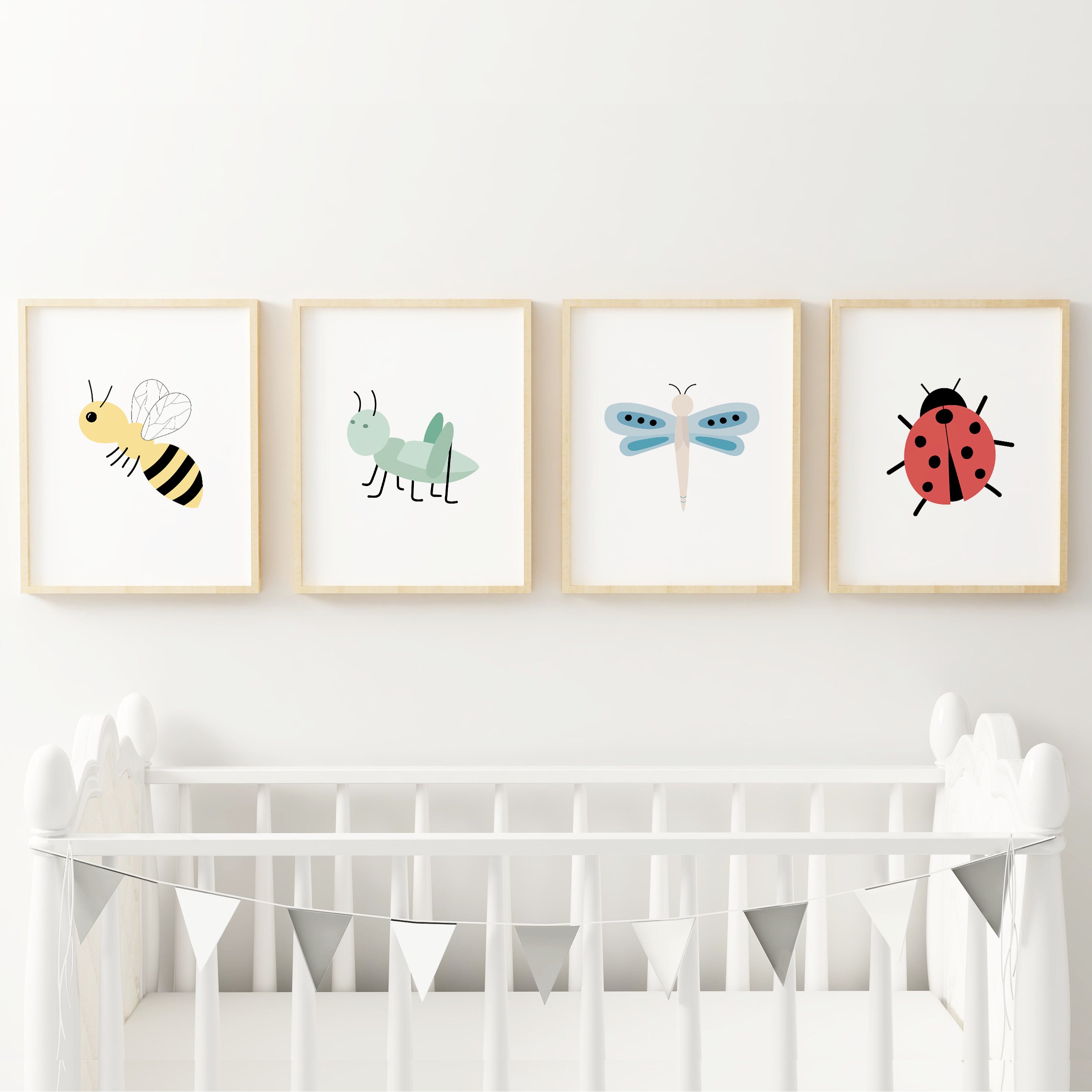 Honey Bee Nursery Decor, Ladybug Baby Room Wall Art, Cute Bug Print Set ...