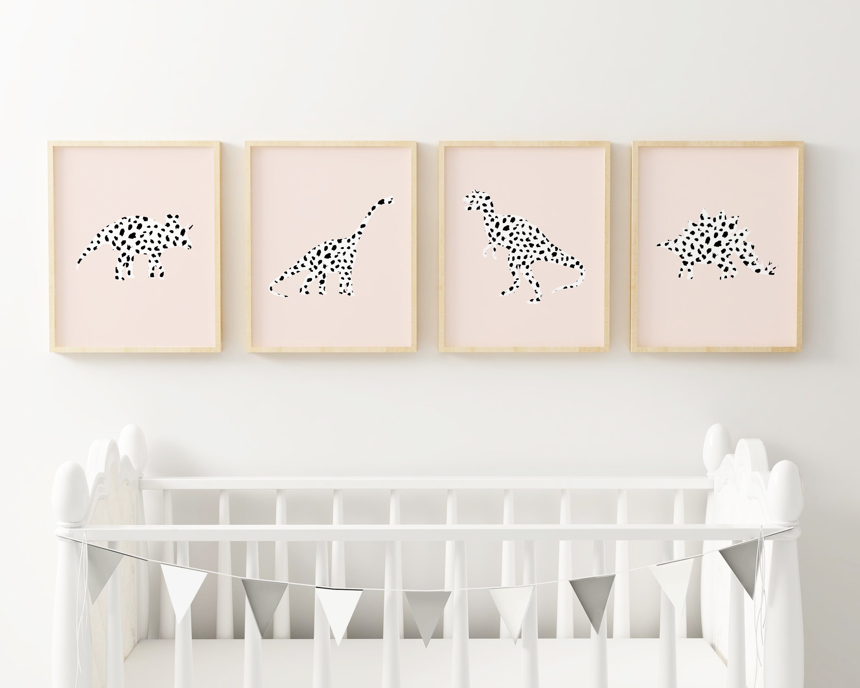 Pink Dinosaur Wall Art Kids Dinosaur Print Dinosaur Girl Etsy