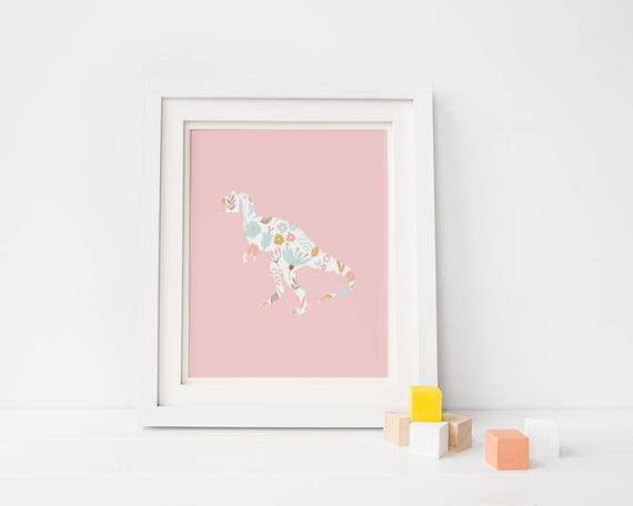 Girl Dinosaur Printable Art Baby Shower Decor Tiny Etsy