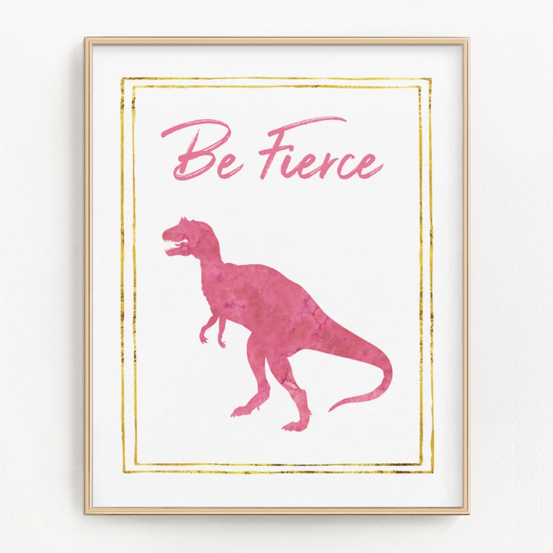 Dinosaur Nursery Decor Girl Dinosaur Prints Kids Playroom Etsy