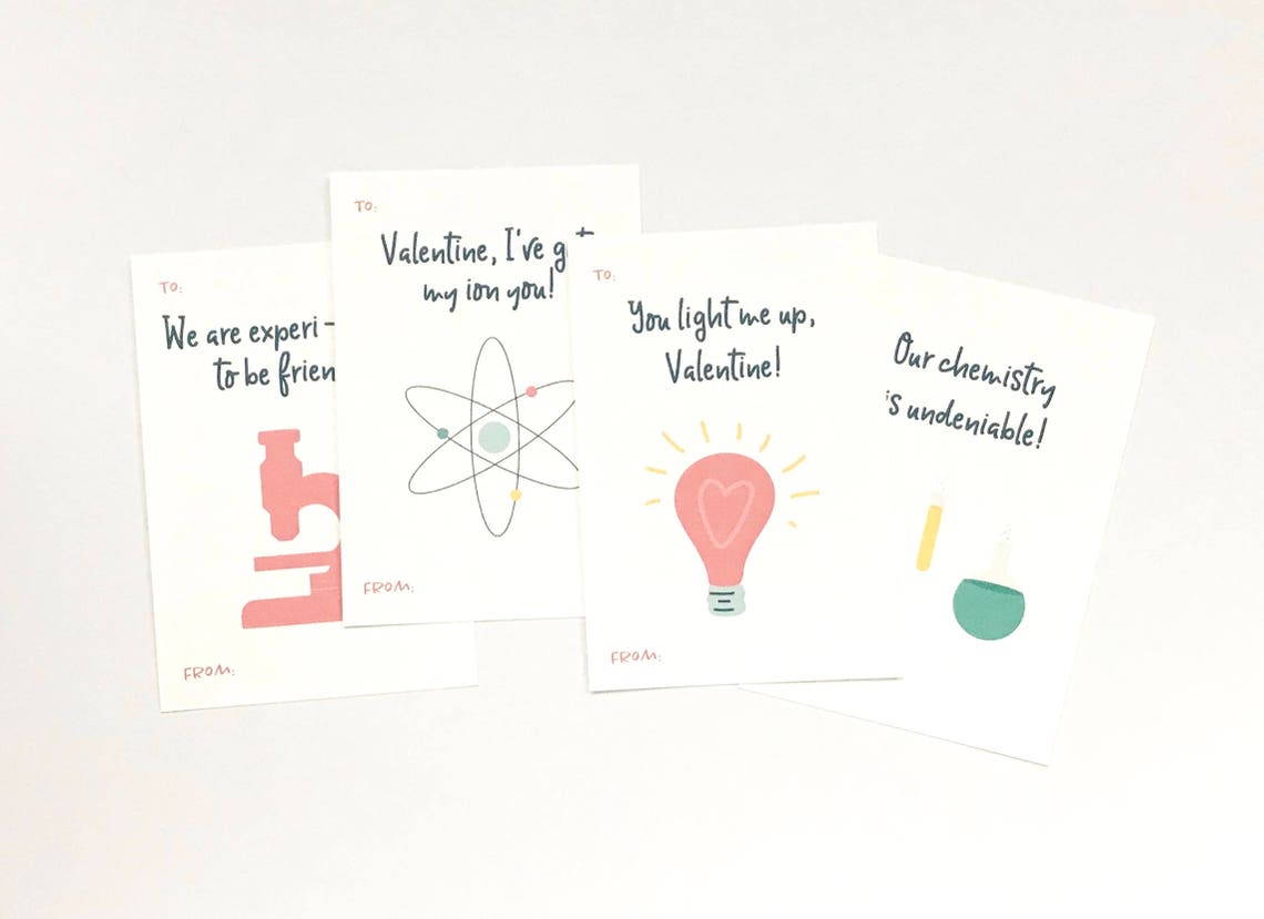 Science Valentine Card Printable Valentines Classroom - Etsy
