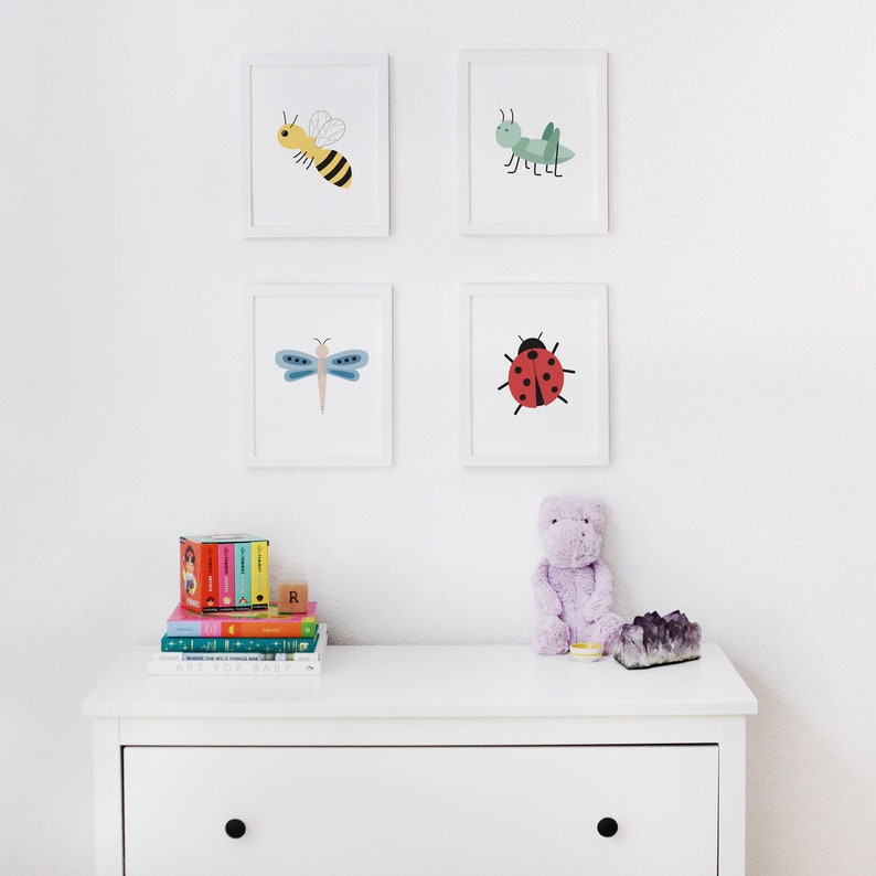 Honey Bee Nursery Decor, Ladybug Baby Room Wall Art, Cute Bug Print Set ...