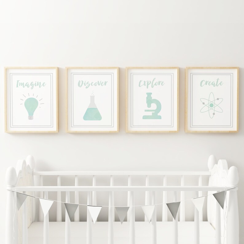Mint green kids bedroom decorations Gender neutral nursery Etsy