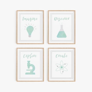 Homeschool room art, Science theme prints, Home school poster, Printable art, Remote learning decor, School room wall art, Inspirational art