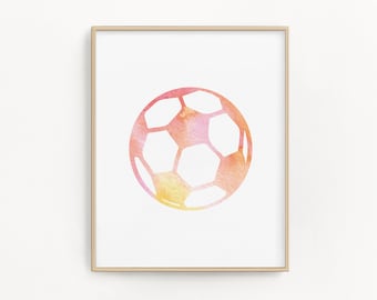 Fußball Poster, druckbare Fußball Wandkunst, Mädchen Sport Poster - Digitaler Download Hoch- und Querformat