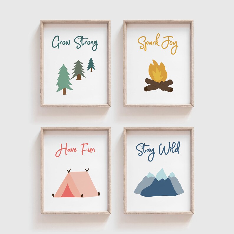 Adventure nursery wall art Kids camping decor Mountain theme Etsy