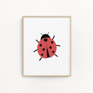 Ladybug wall art, Cute bug nursery decor, Printable art instant download