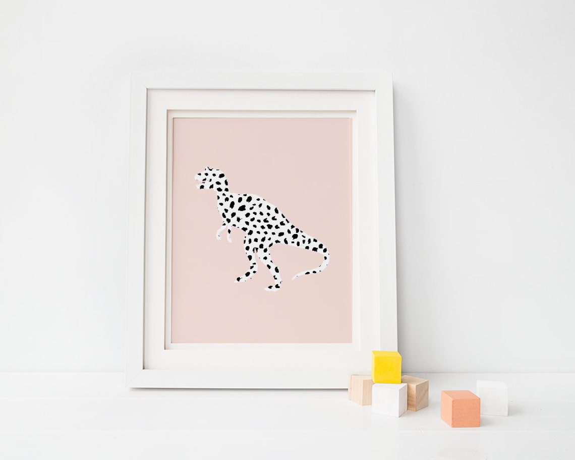 Pink Dinosaur Wall Art Kids Dinosaur Print Dinosaur Girl Etsy
