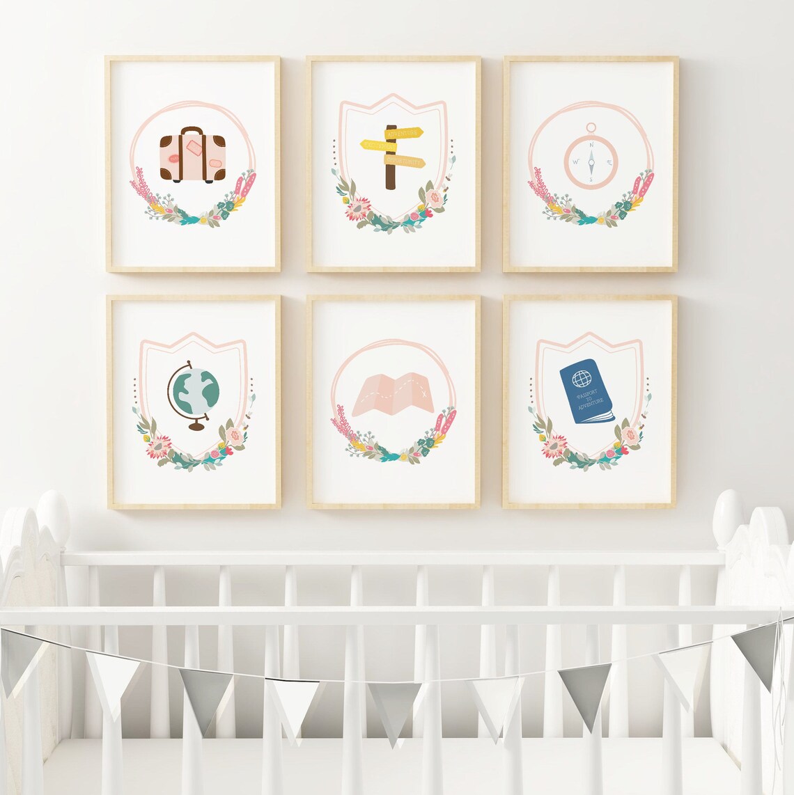 Pink Nursery Wall Decor Girl Room Wall Art Travel Theme Etsy