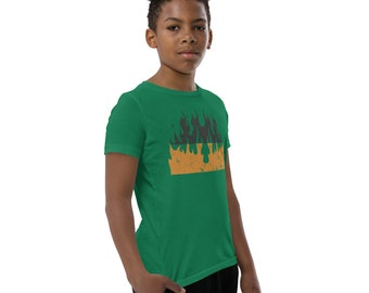 Camiseta de manga corta para jóvenes con llamas de gorila desgastadas