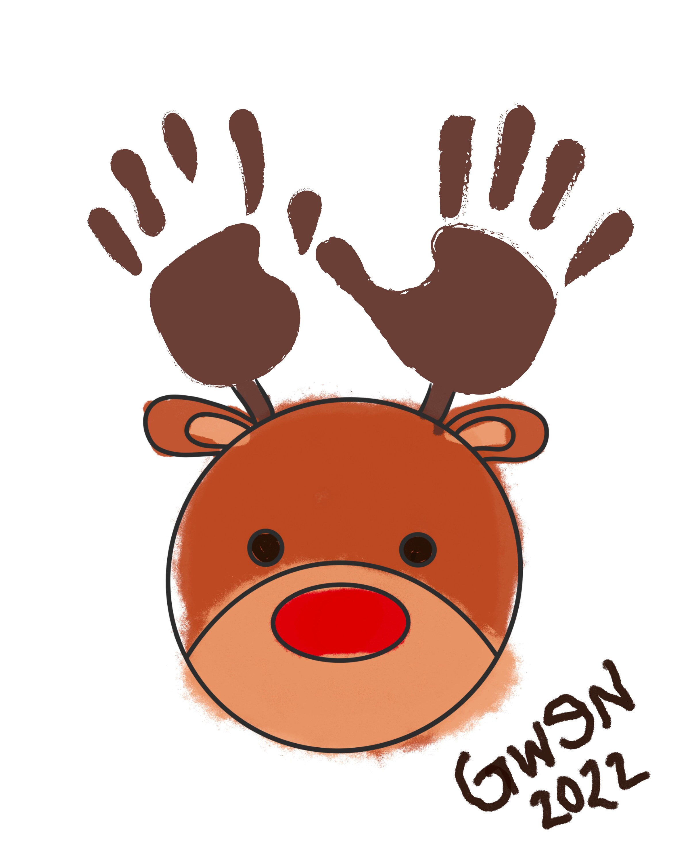 Reindeer Coloring Page | Christmas Holiday Handprint Art | Rudolph ...