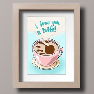 I Love You A Latte | Valentine&#39;s Day Handprint Art | V-day Coffee Footprint Stamp Art | Children&#39;s Holiday Craft | Downloadable Print